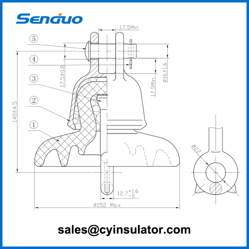 the drawing of ansi 52-1 disc insulator