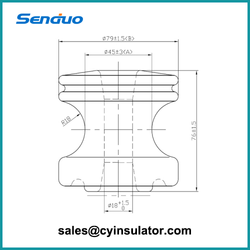 Dimensions drawing of ceramic spool insulator ANSI 53-2