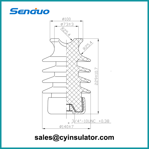 drawing of tie-top line post insulator ANSI 57-1